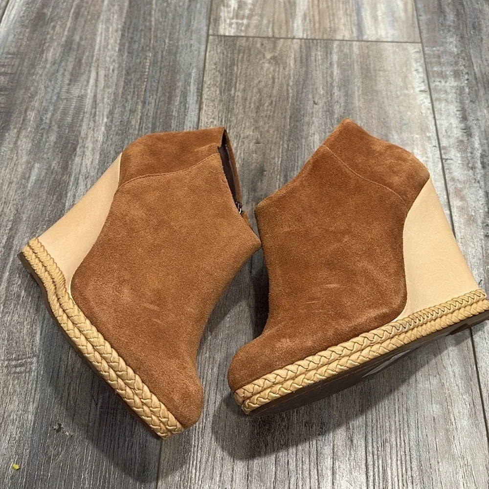 Schutz Belua Suede Wedge Bootie Size 10